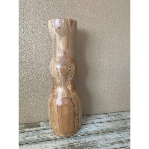 “Vintage Handcrafted Wooden 13" Candlestick Holder – Signed by Harry Stewart” - Picture 10 of 11